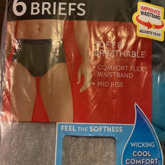 Hanes Comfort Flex Waistband Briefs - Black, Gray, Blue - Picture 2 of 6